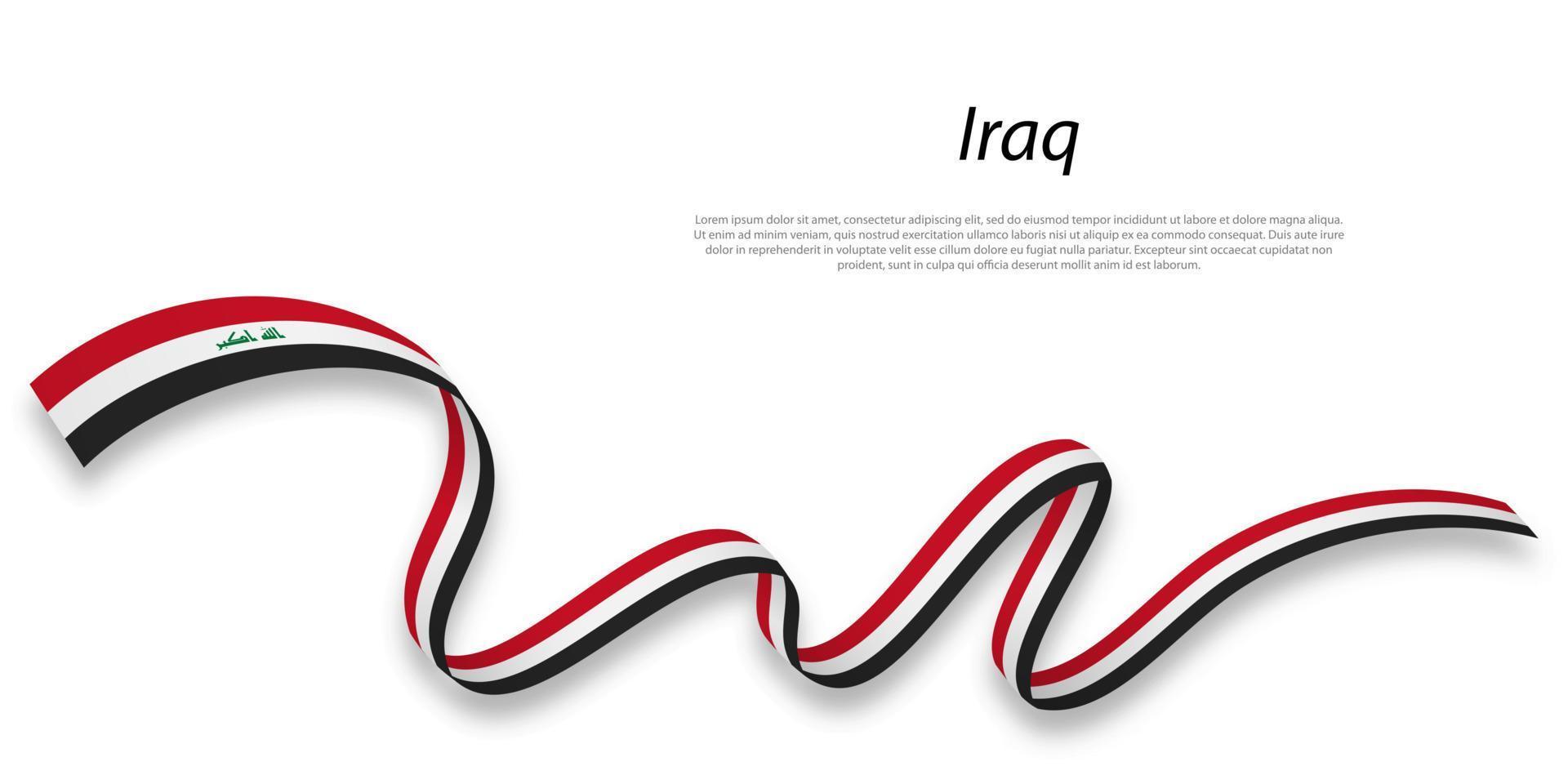 Waving ribbon or banner with flag of Iraq. vector