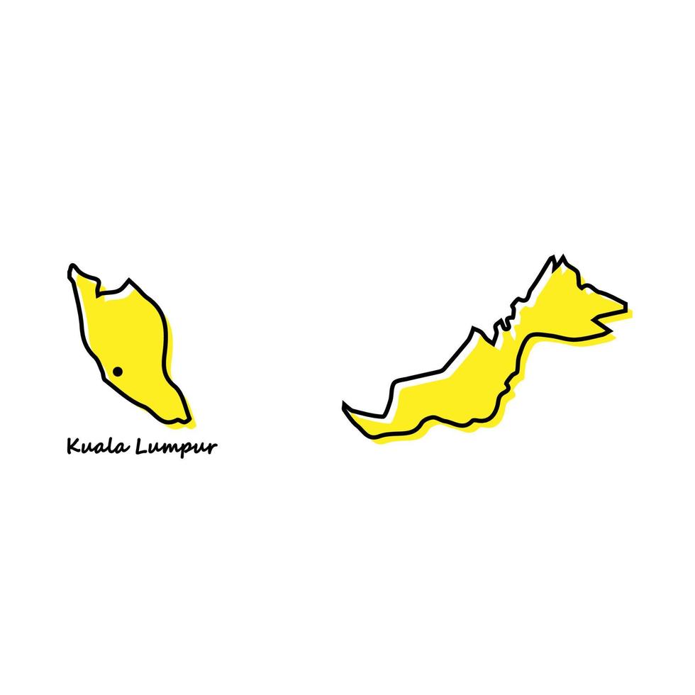 sencillo contorno mapa de Malasia con capital ubicación vector