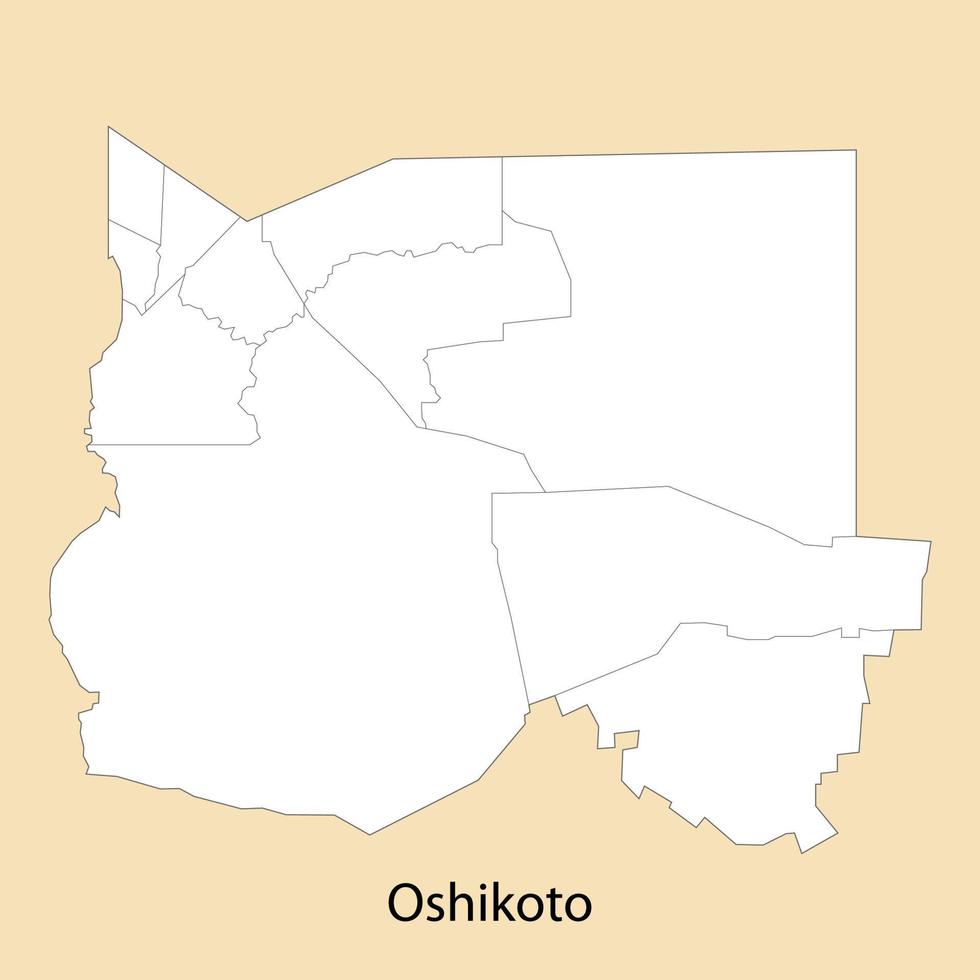 alto calidad mapa de oshikoto es un región de Namibia vector