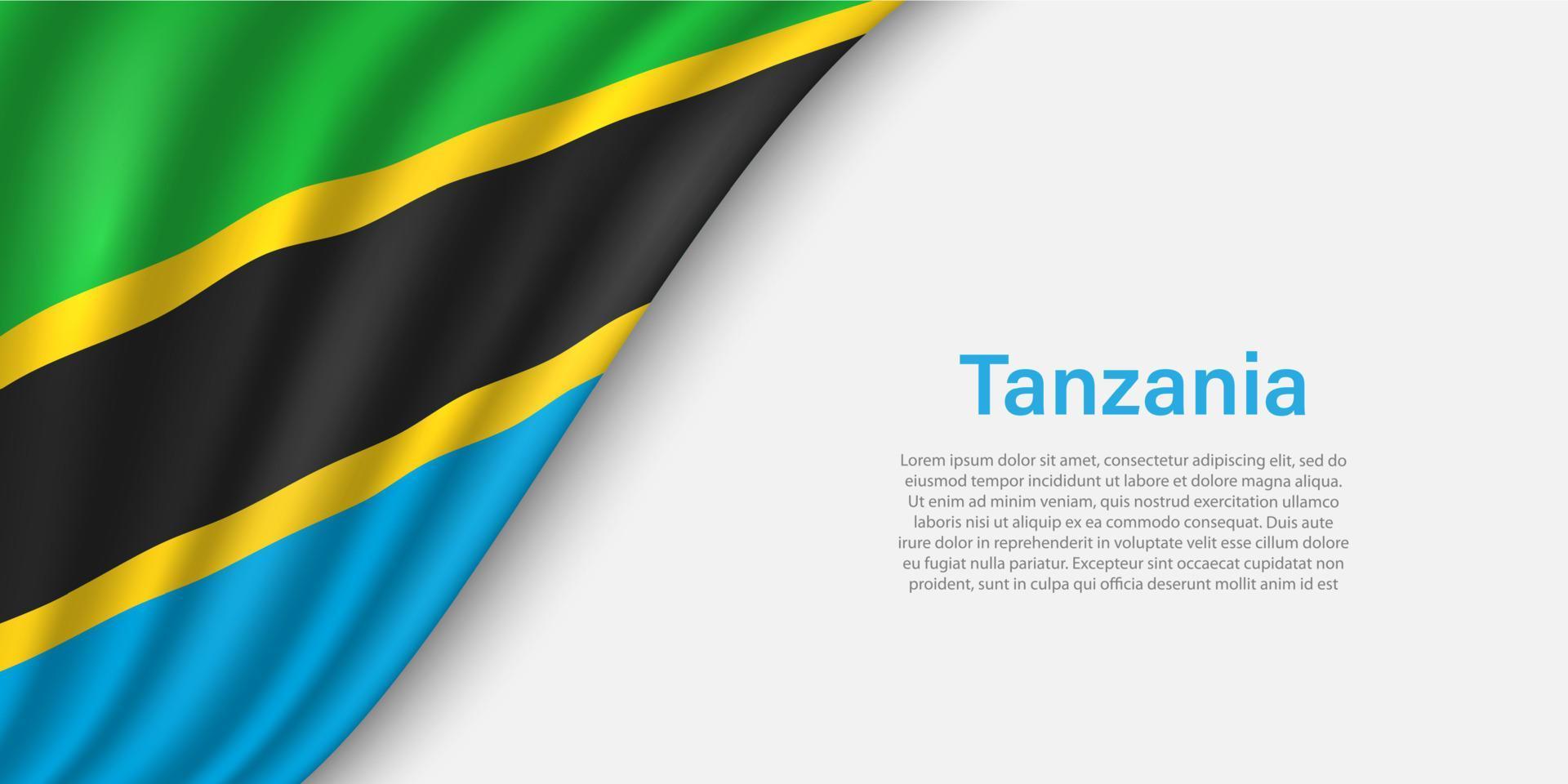 Wave flag of Tanzania on white background. vector