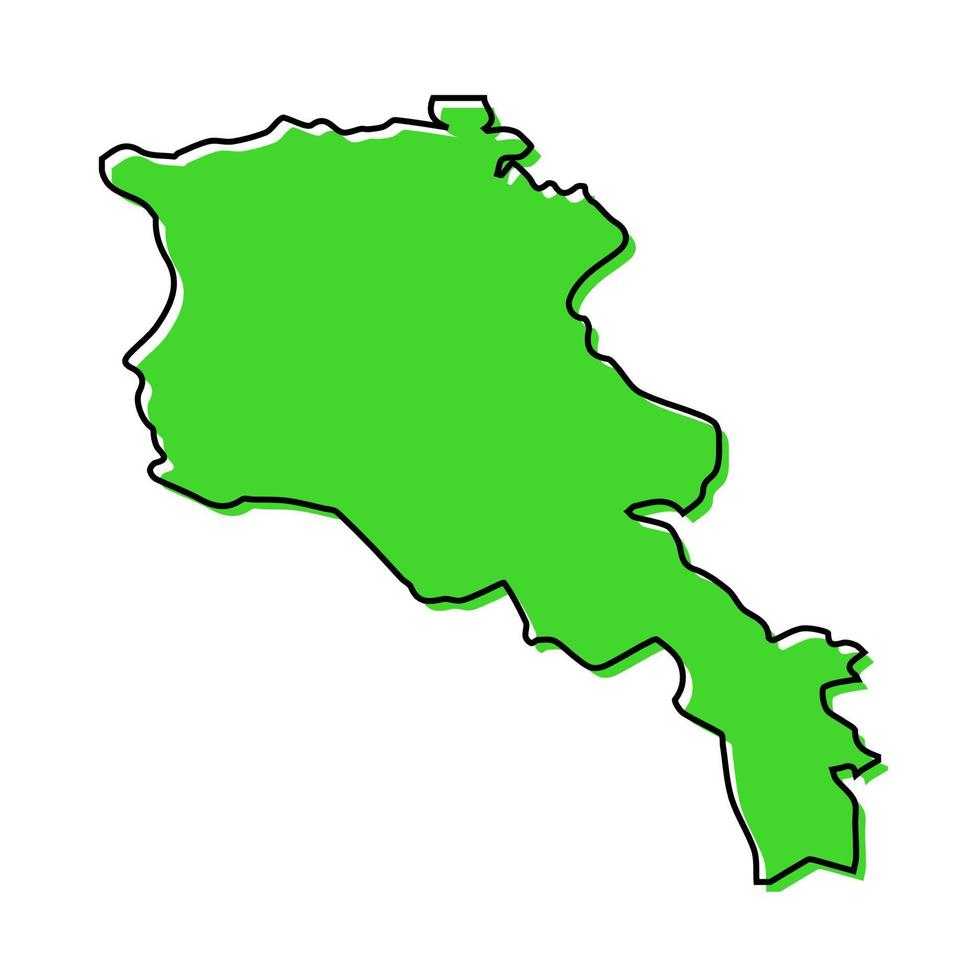 Simple outline map of Armenia. Stylized line design vector