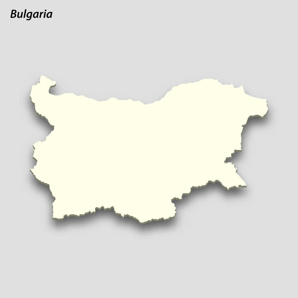 3d isometric map of Bulgaria isolated with shadow vector