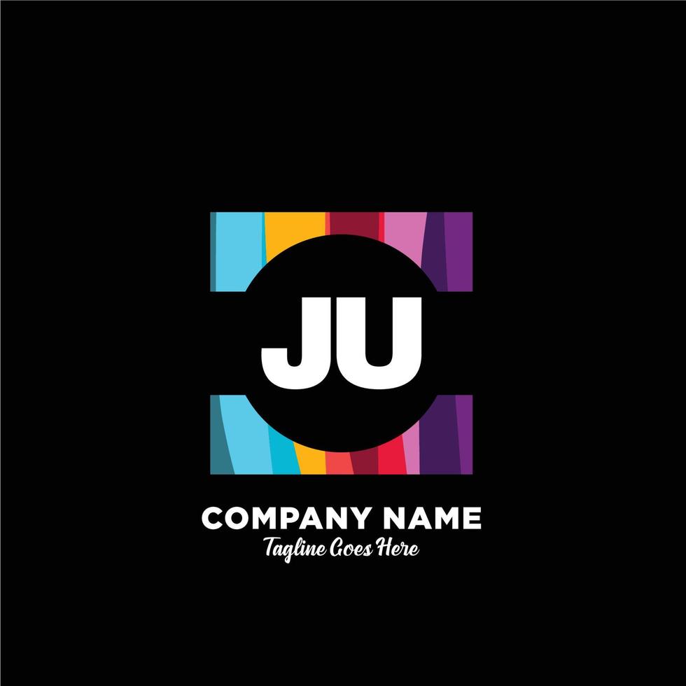 JU initial logo With Colorful template vector