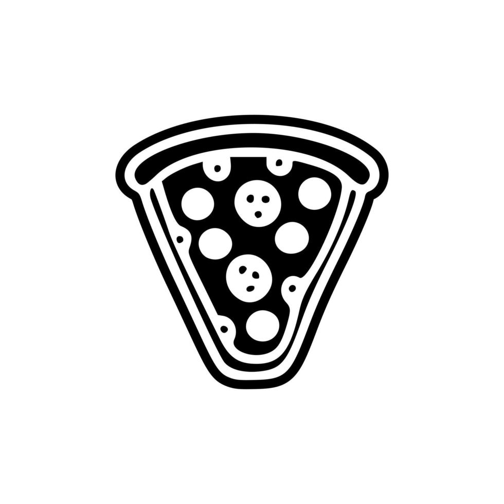 vector logo presentando un negro y blanco Pizza.