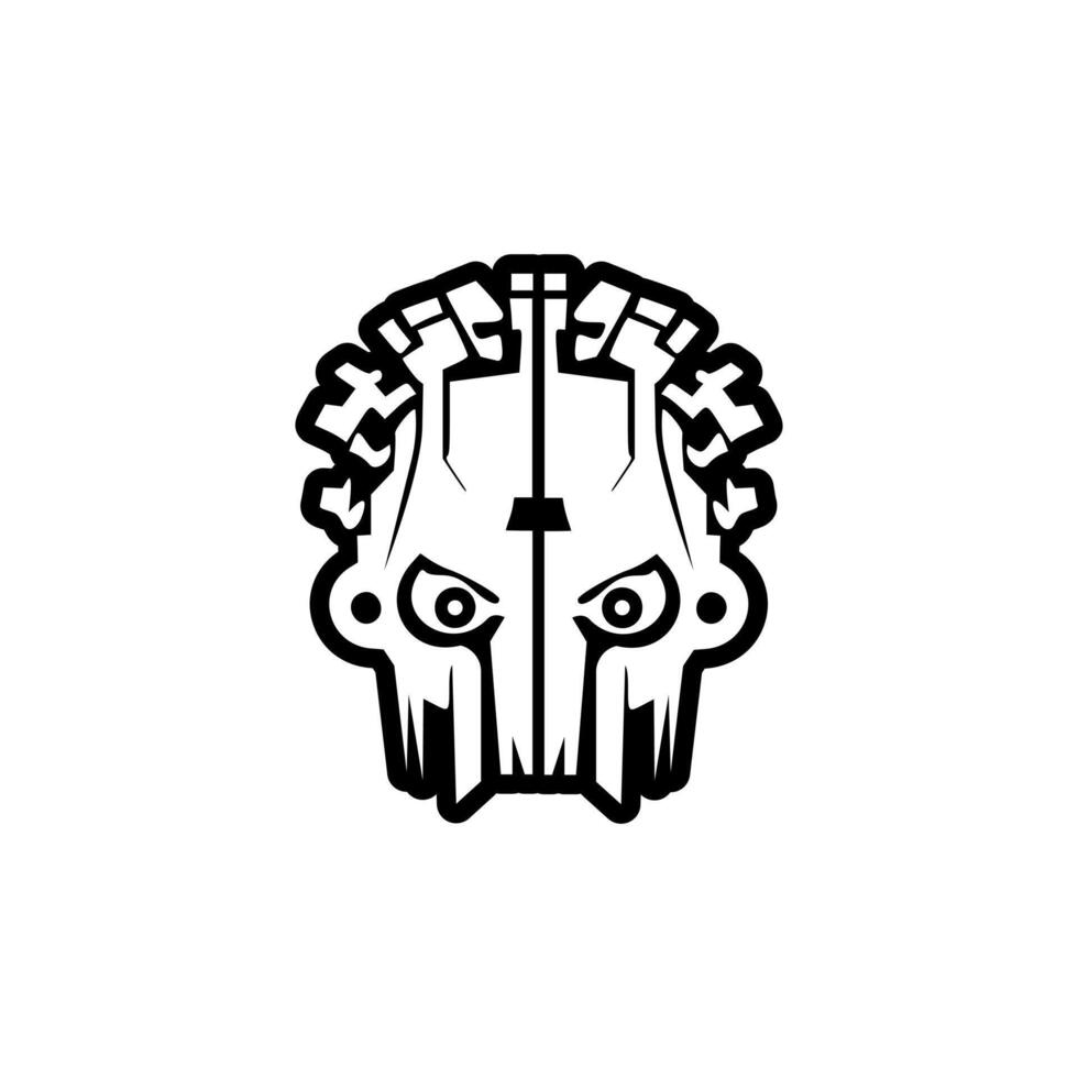 Vector logo featuring a black and white robot.