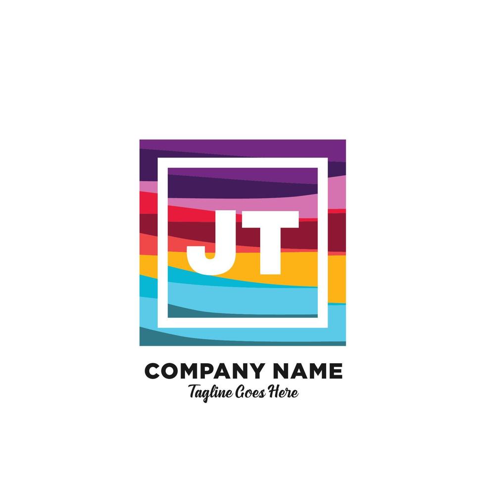 JT initial logo With Colorful template vector