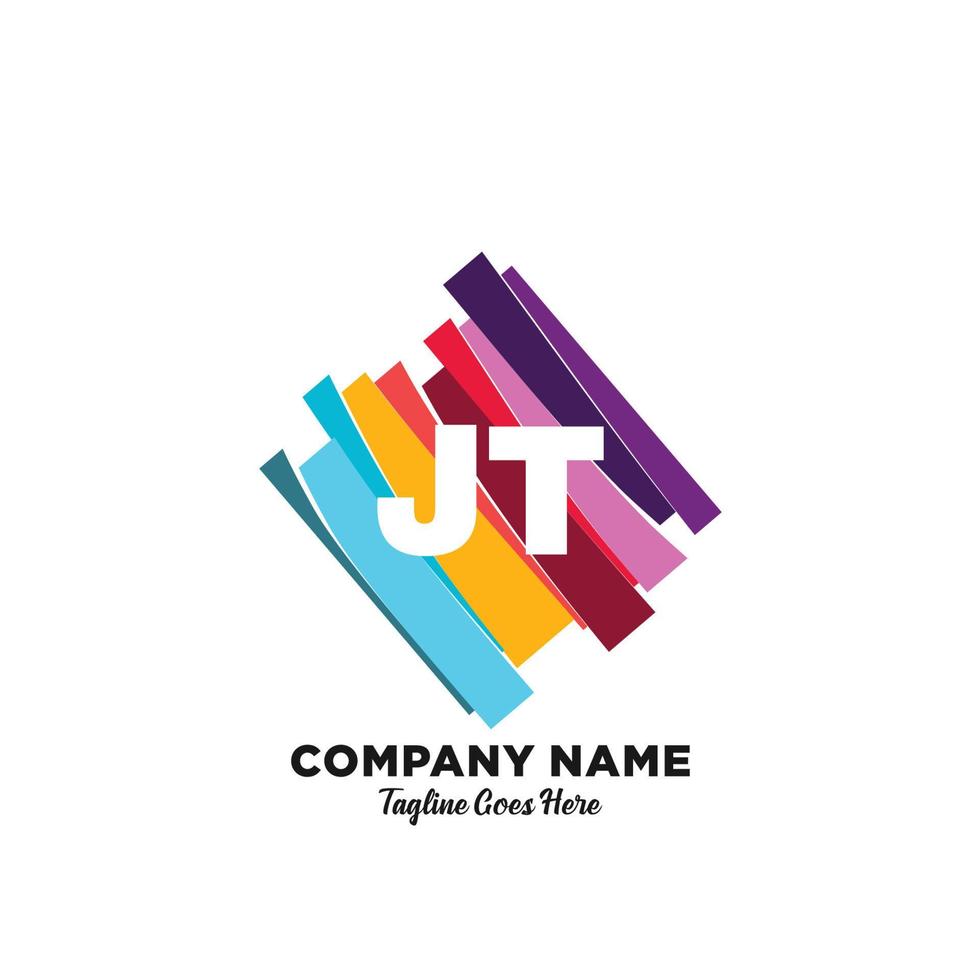JT initial logo With Colorful template vector
