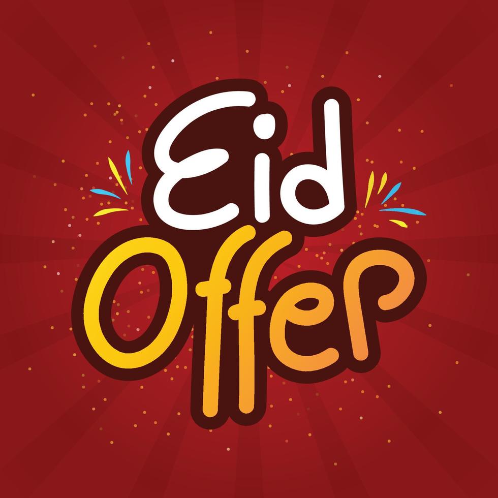 Eid Offer lettering Logo with confetti. Eid sale greeting template. Vector Offer Sign for Sales.