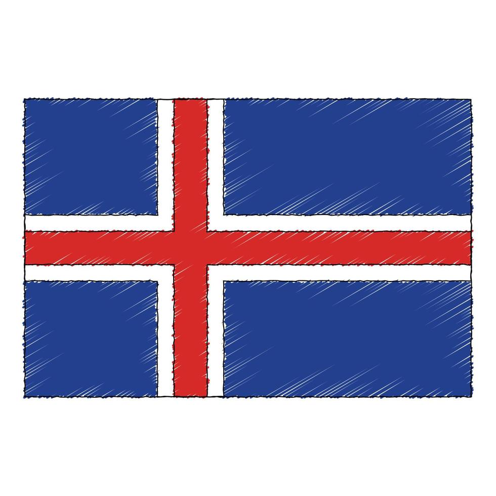 Hand drawn sketch flag of Iceland. doodle style icon vector