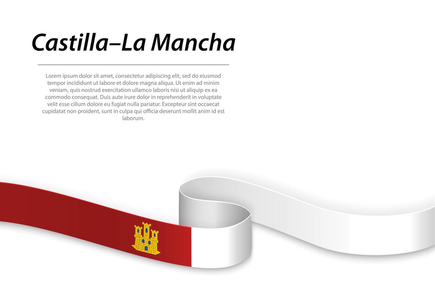 Waving ribbon or banner with flag of Castilla-La Mancha vector