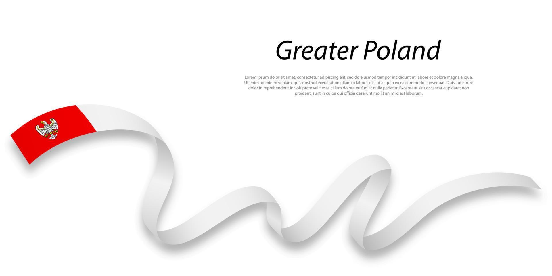 Waving ribbon or stripe with flag of Greater Poland vector