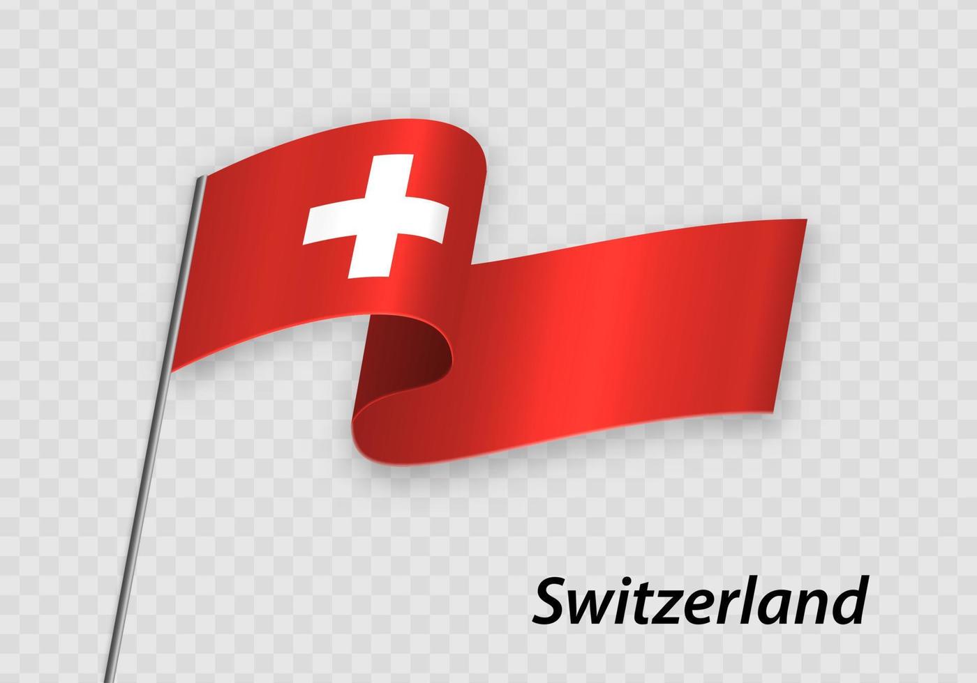 ondulación bandera de Suiza en asta de bandera. modelo para independiente vector