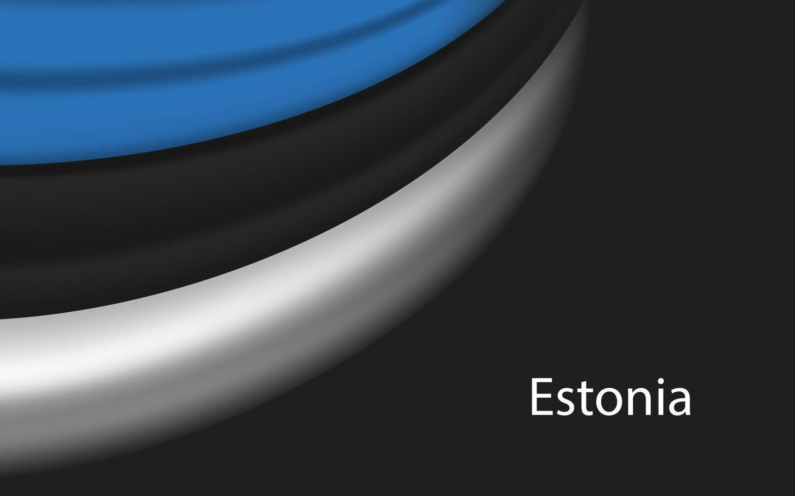 Wave flag of Estonia on dark background. Banner or ribbon vector