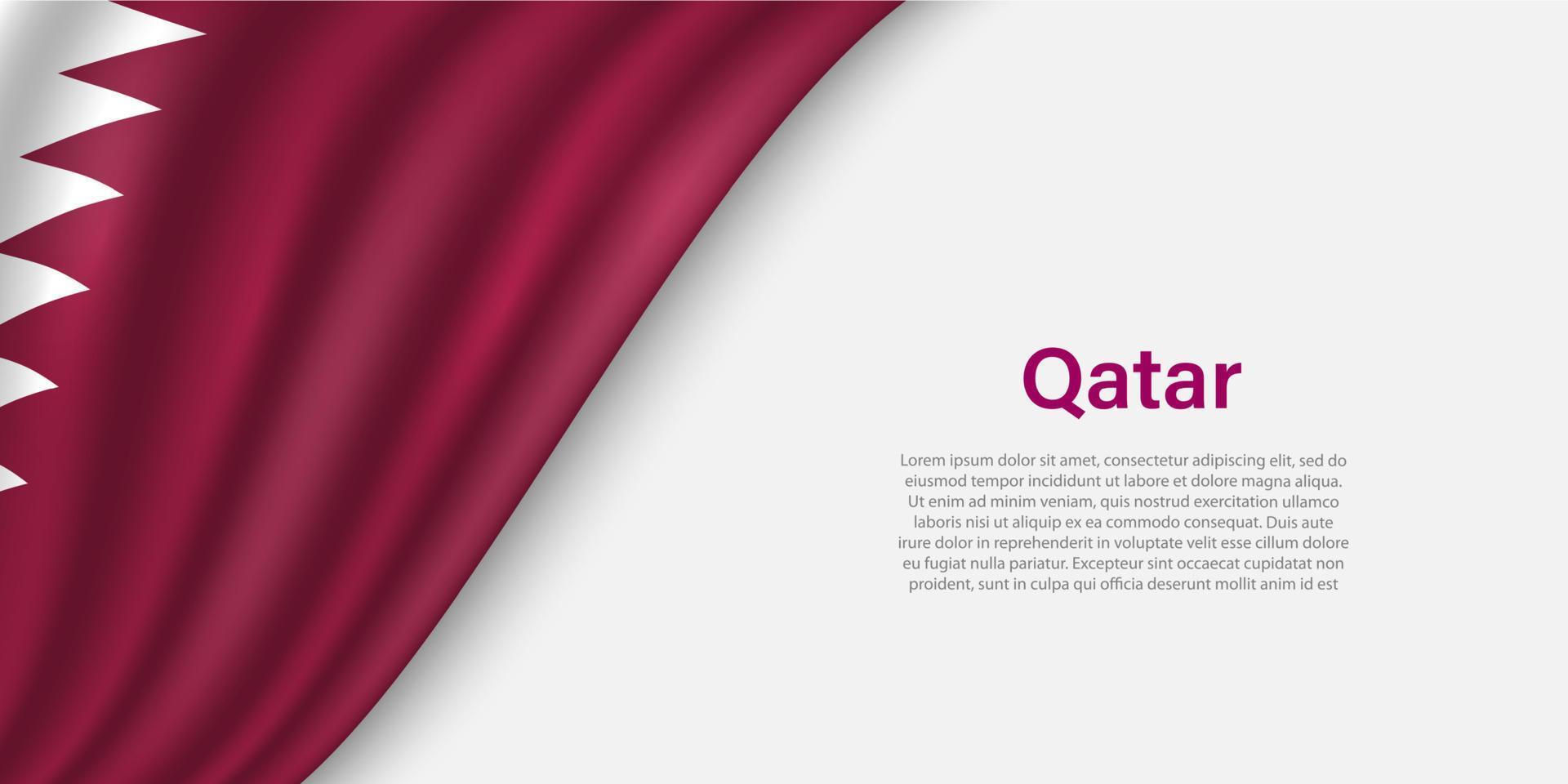 Wave flag ofQatar on white background. vector