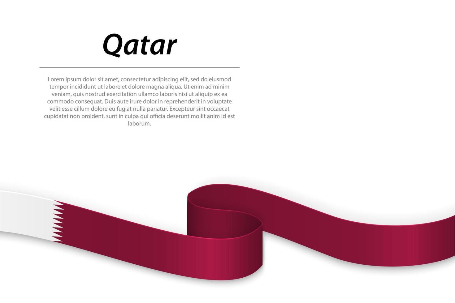 Waving ribbon or banner with flag of Qatar vector
