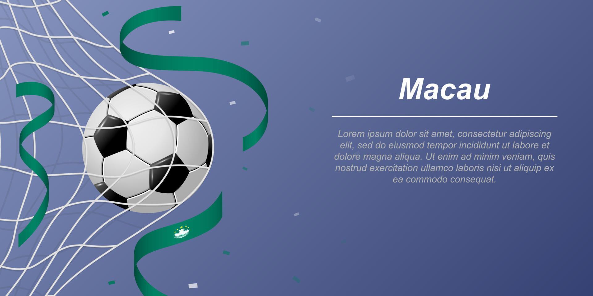 fútbol antecedentes con volador cintas en colores de el bandera de Macao vector