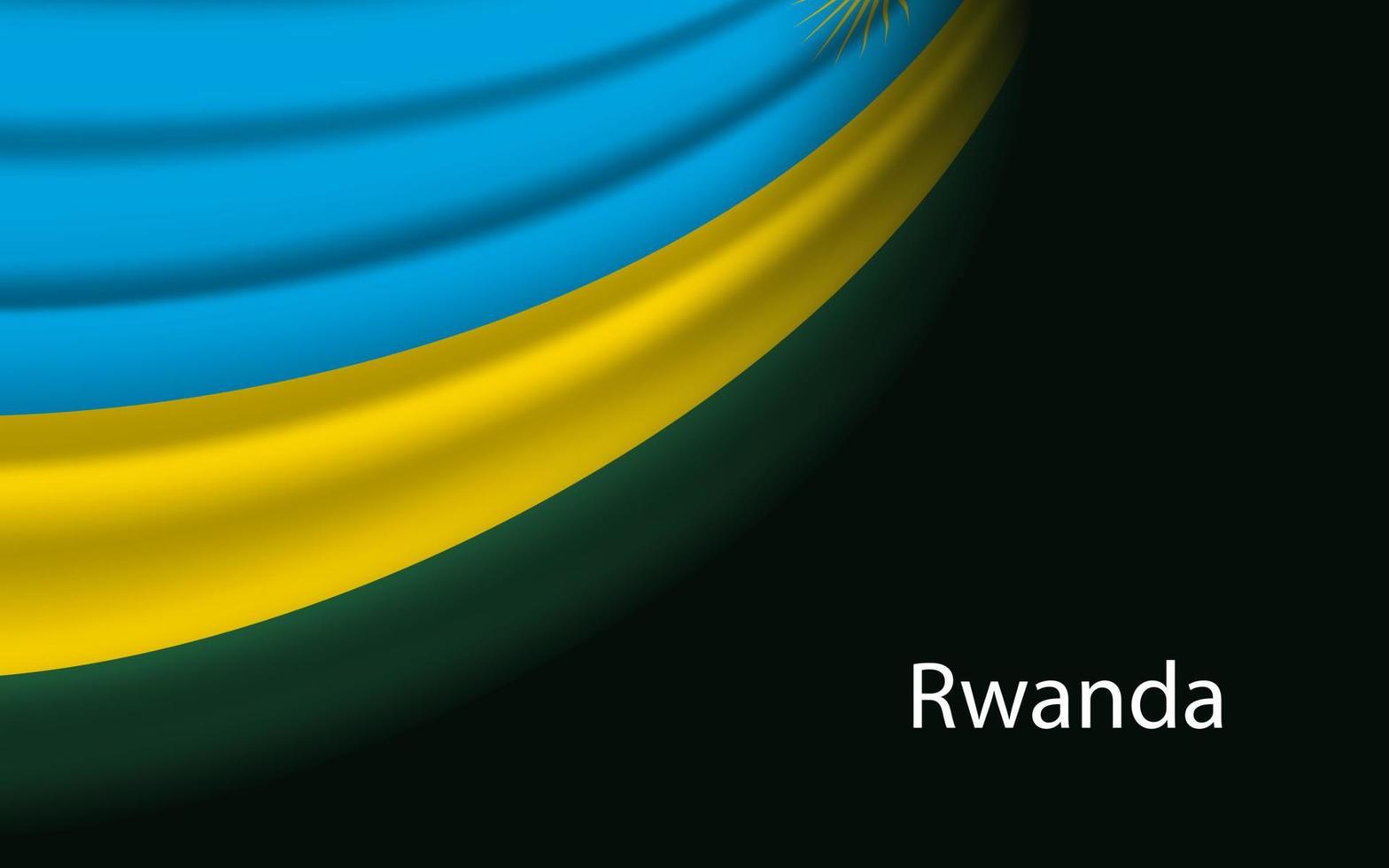 Wave flag of Rwanda on dark background. vector