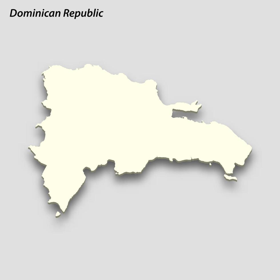 3d isométrica mapa de dominicano república aislado con sombra vector