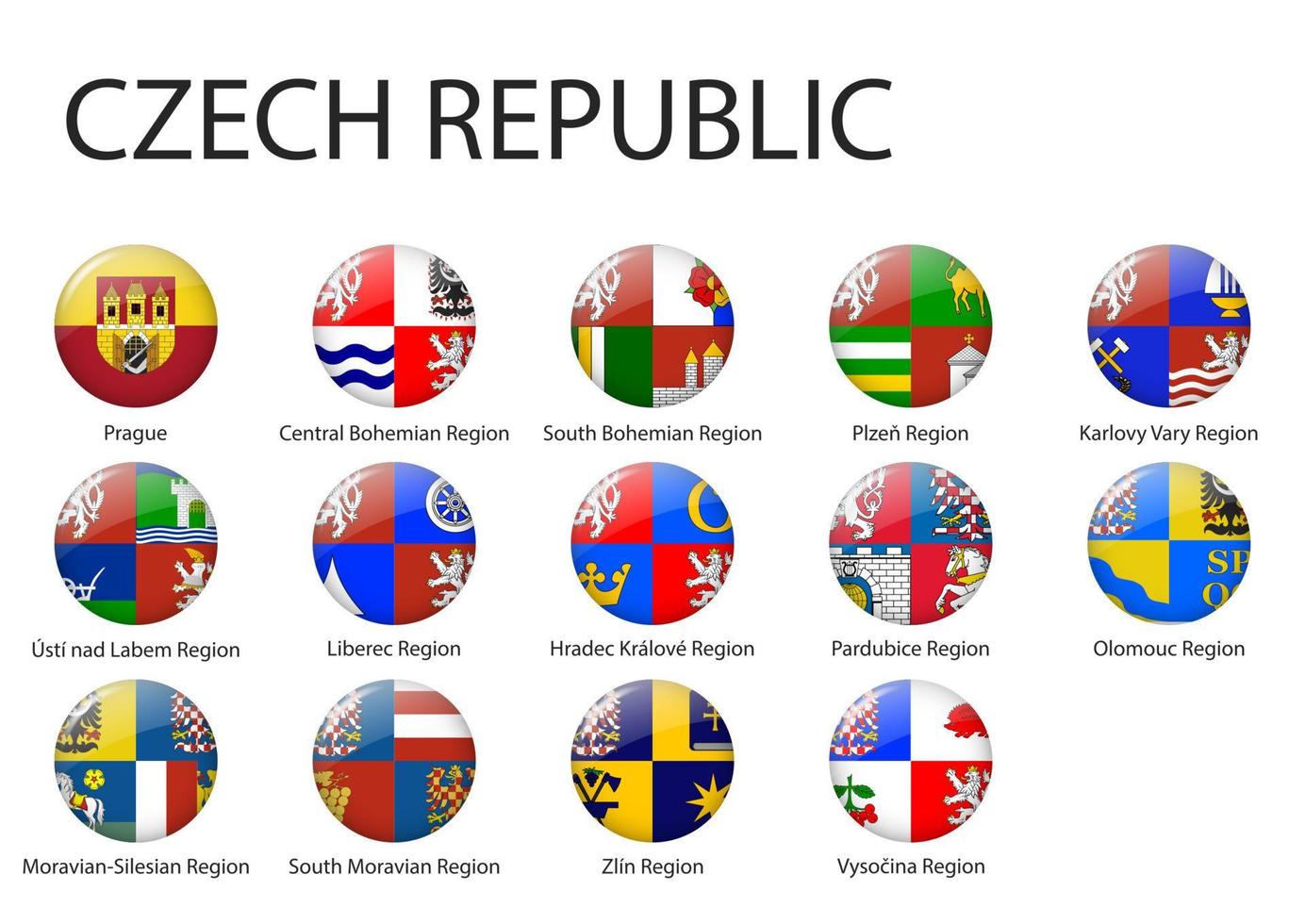 all Flags of regions of Czech Republic template for your design vector