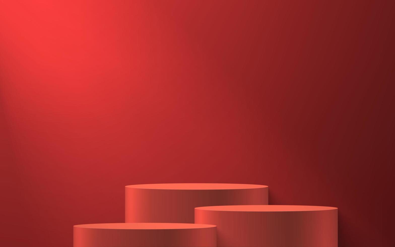 3d realistic podium or pedestal on red background. vector