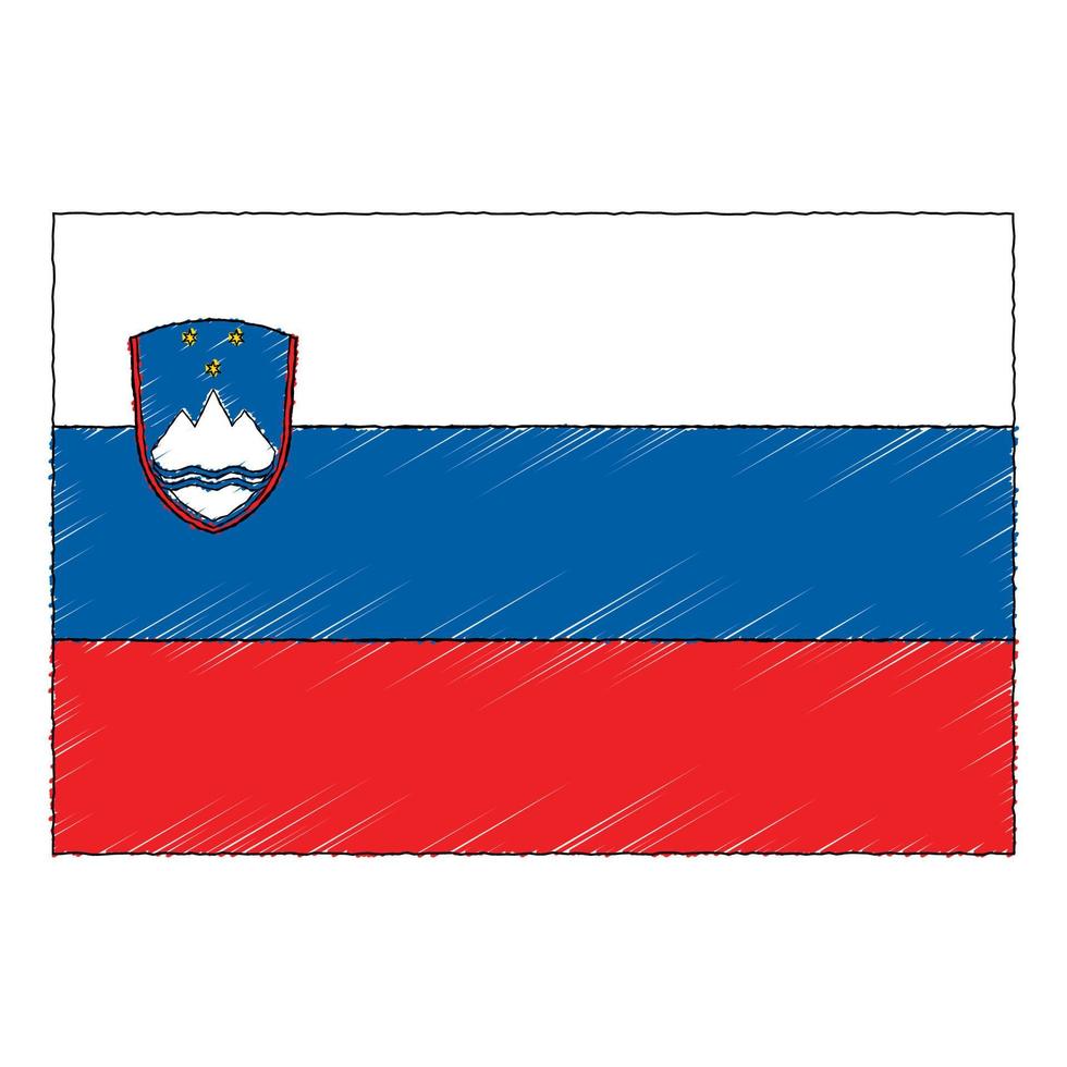 Hand drawn sketch flag of Slovenia. doodle style icon vector