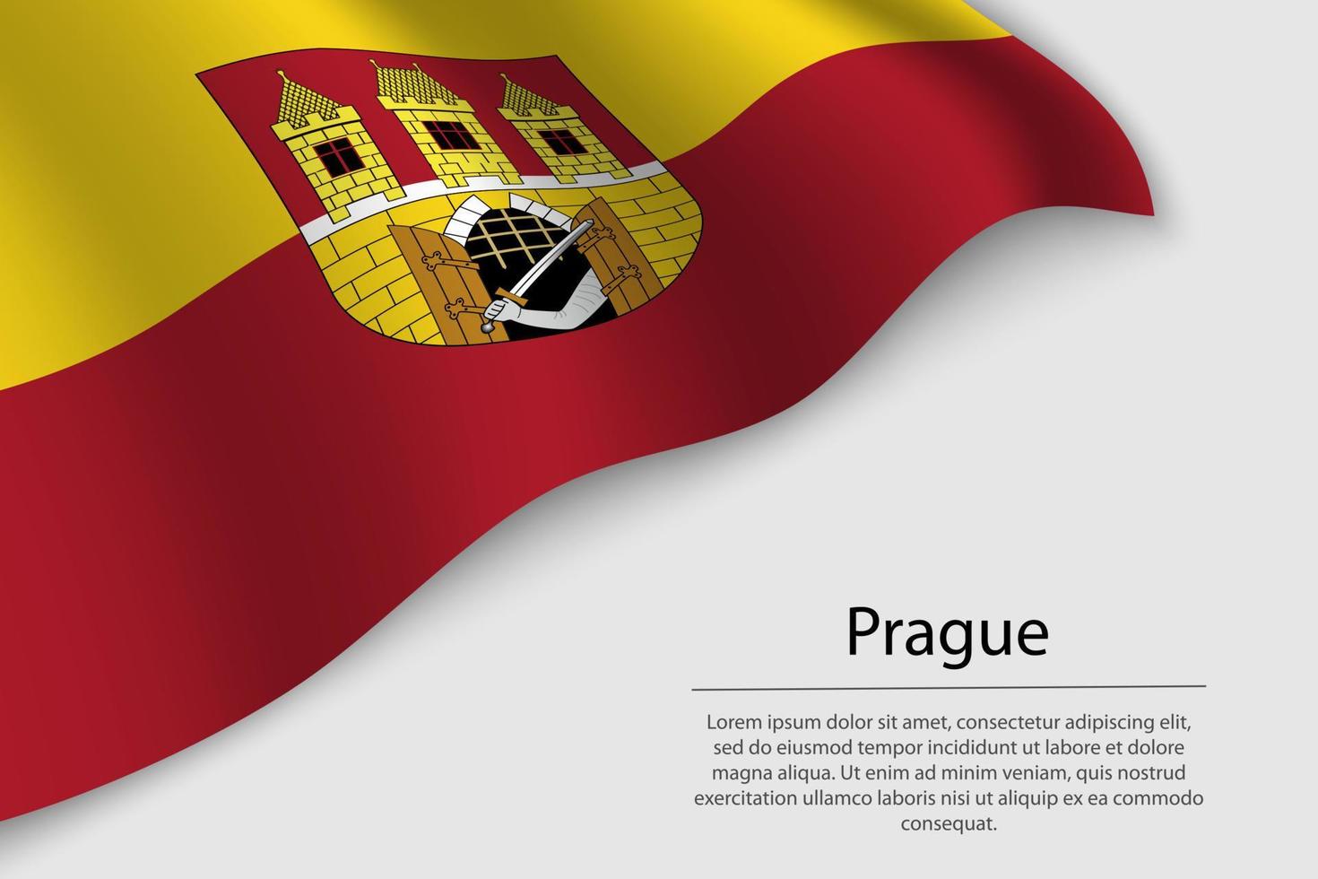 Wave flag of Prague is a state of Czech republic. vector