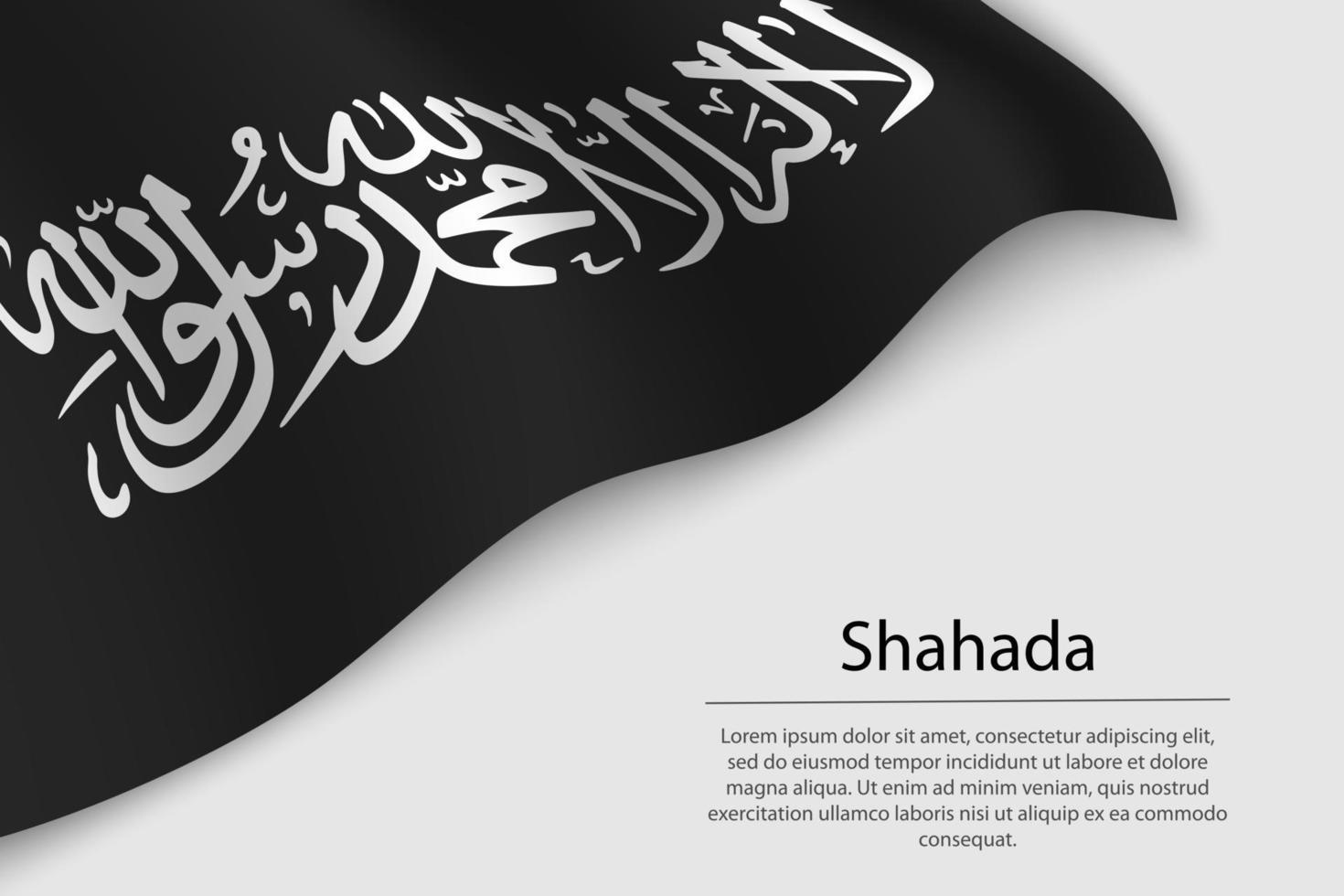 Wave flag of Shahada is a religious symbol on white background. vector