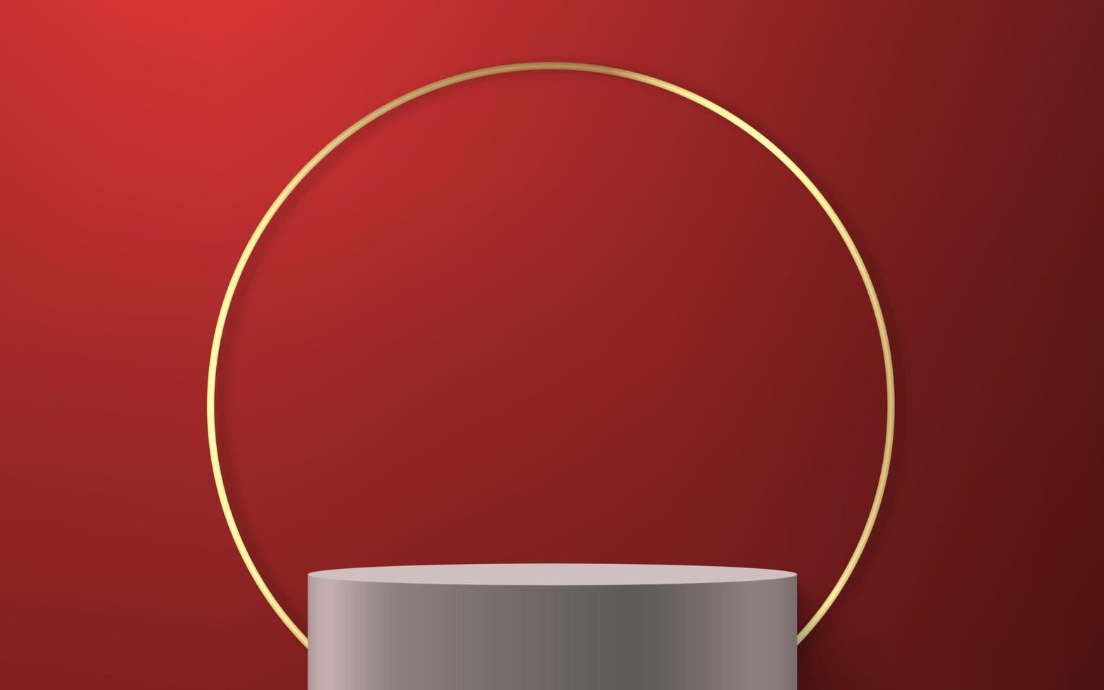 3d realistic podium or pedestal on red background. vector