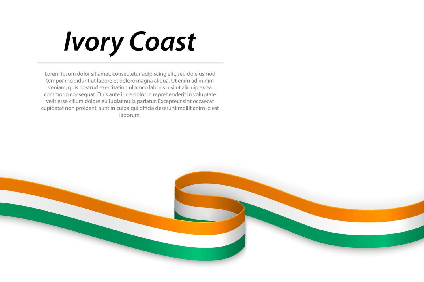 Waving ribbon or banner with flag of Ivory Coast vector