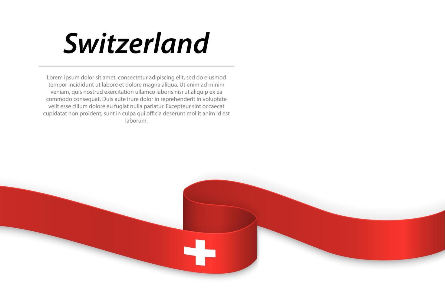 Waving ribbon or banner with flag of Switzerland. Template for i vector