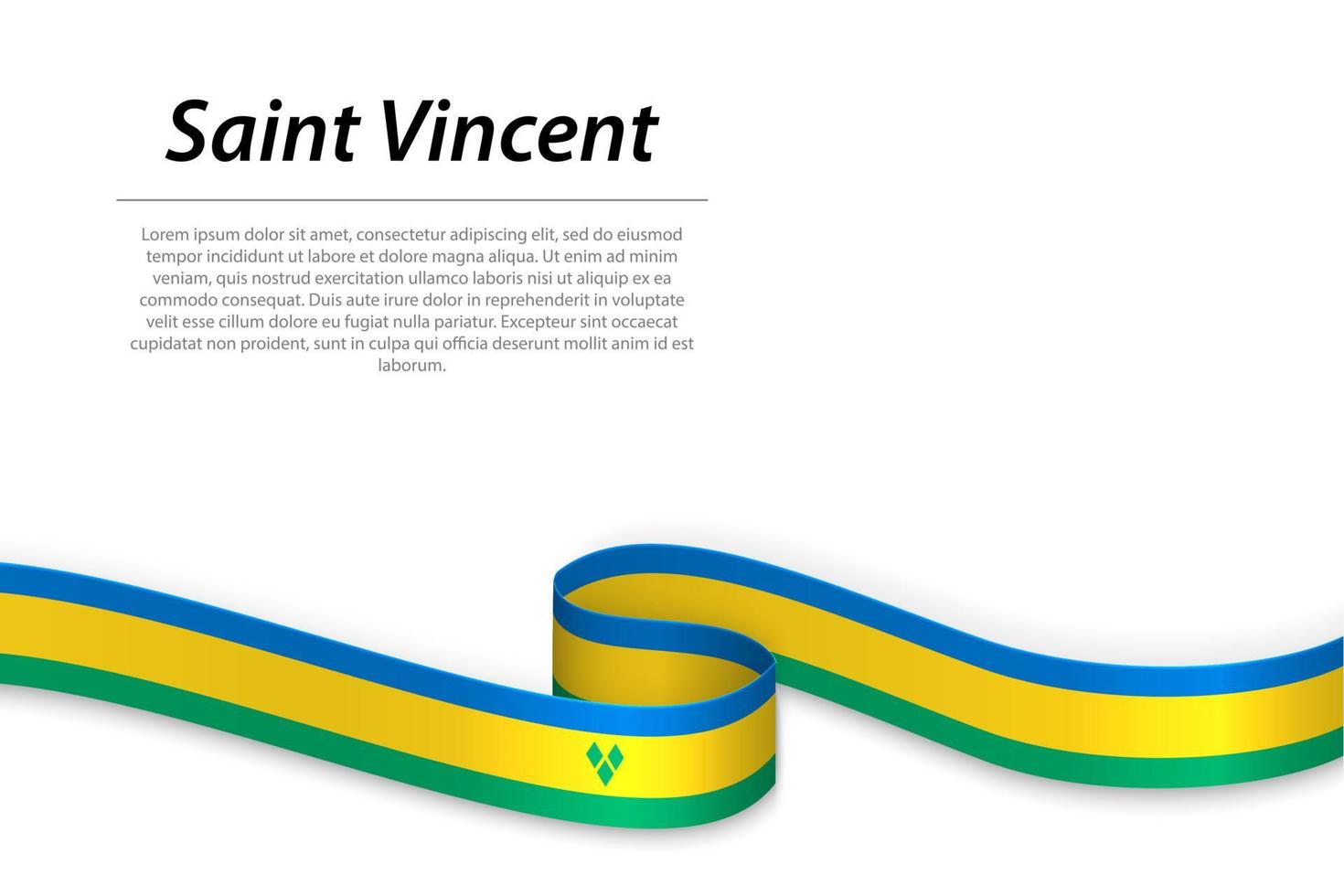 Waving ribbon or banner with flag of Saint Vincent vector