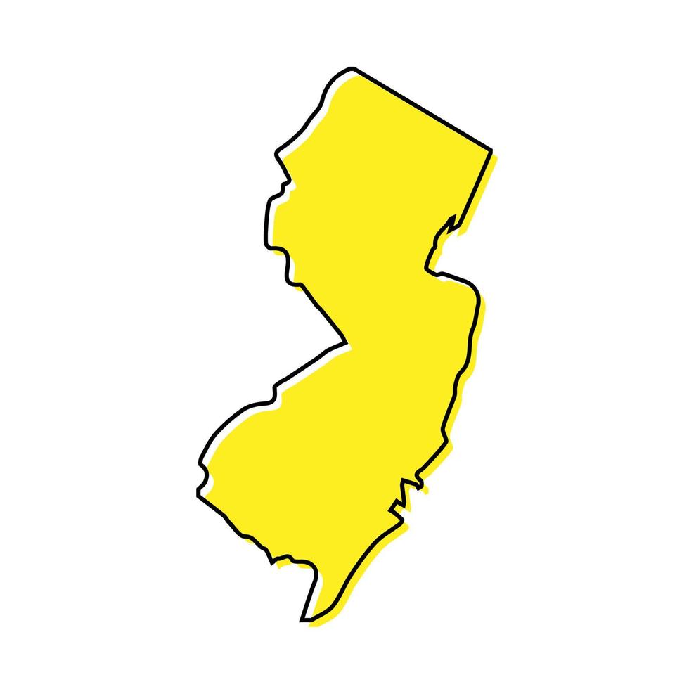 Simple outline map of New Jersey is a state of United States. St vector