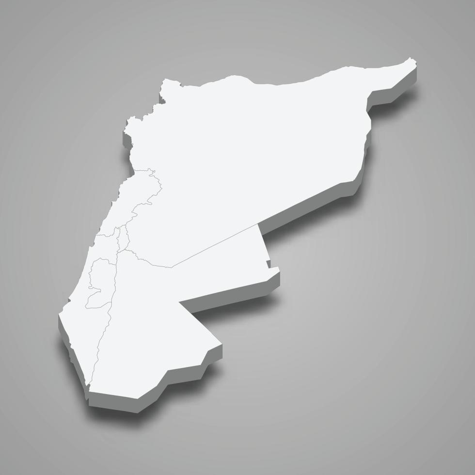 3d isometric map of Levant region, isolated with shadow vector
