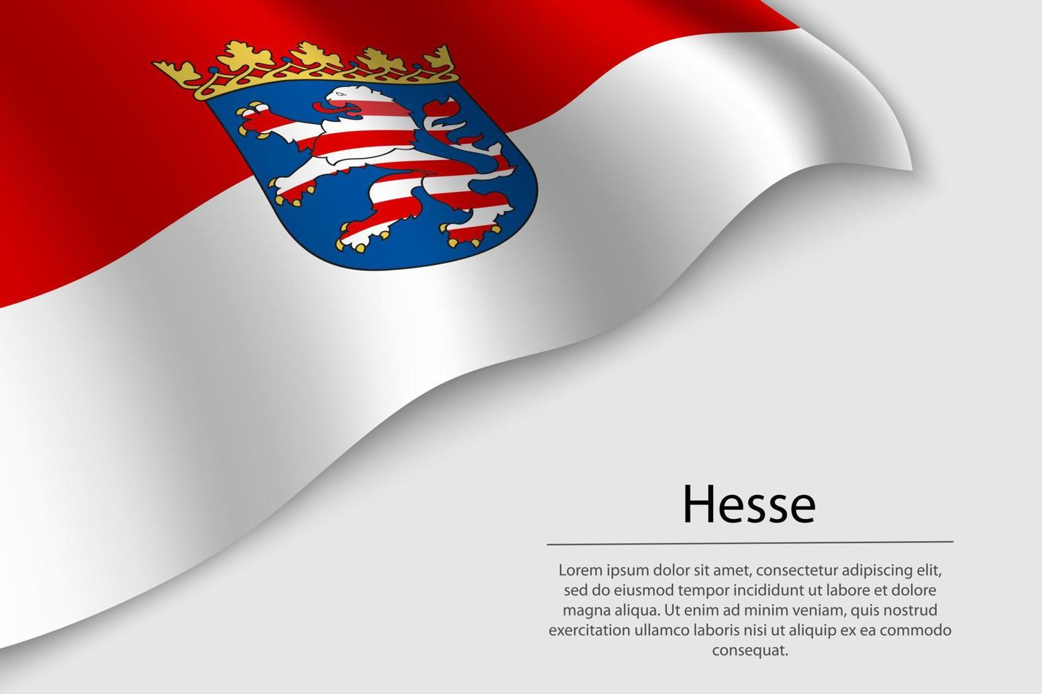 Wave flag of Hesse is a state of Germany. Banner or ribbon vector