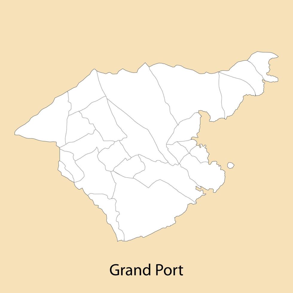 High Quality map of Grand Port is a region of Mauritius vector