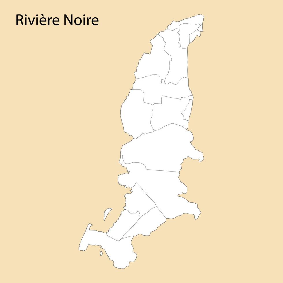 High Quality map of Riviere Noire is a region of Mauritius vector