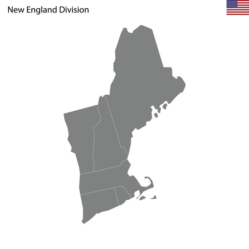 alto calidad mapa de nuevo Inglaterra división de unido estados de ame vector