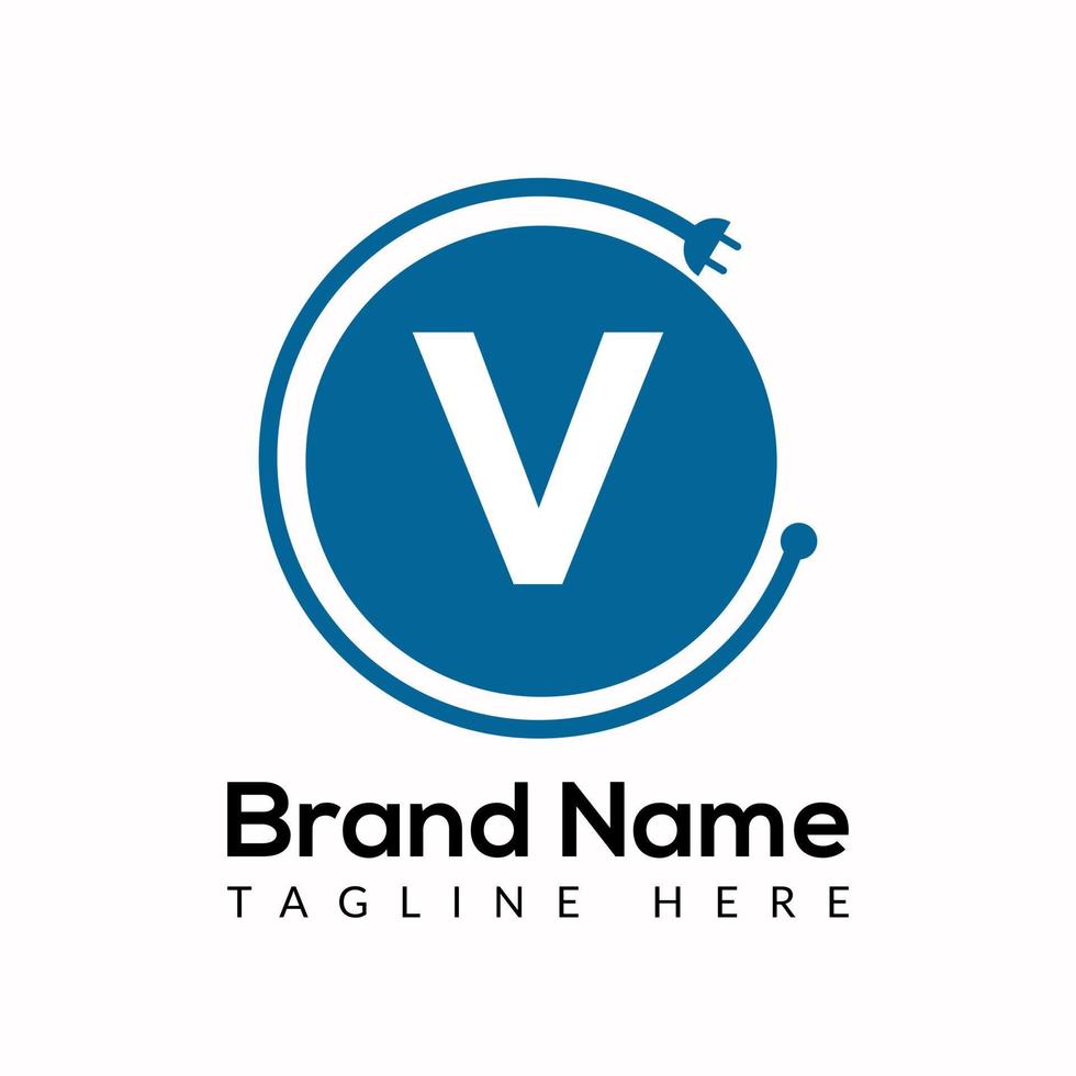 Socket Template On V Letter. Socket Logo Design Concept vector