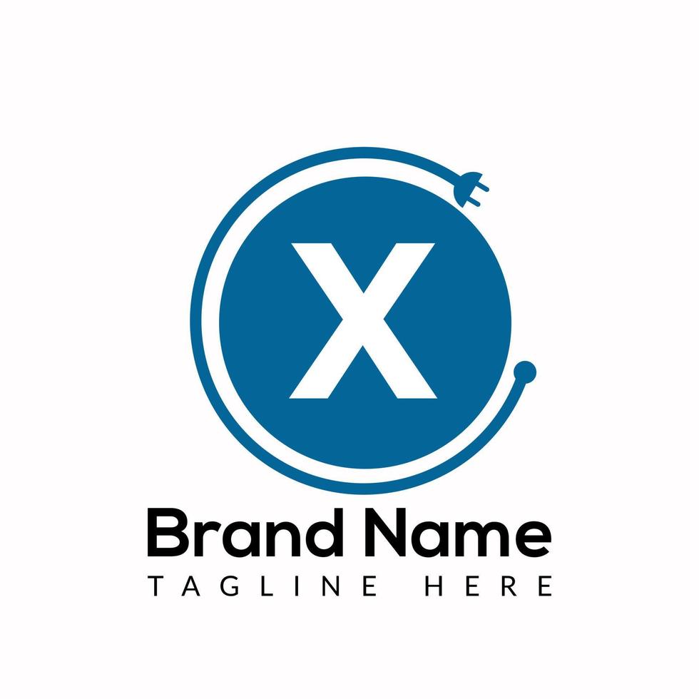 Socket Template On X Letter. Socket Logo Design Concept vector