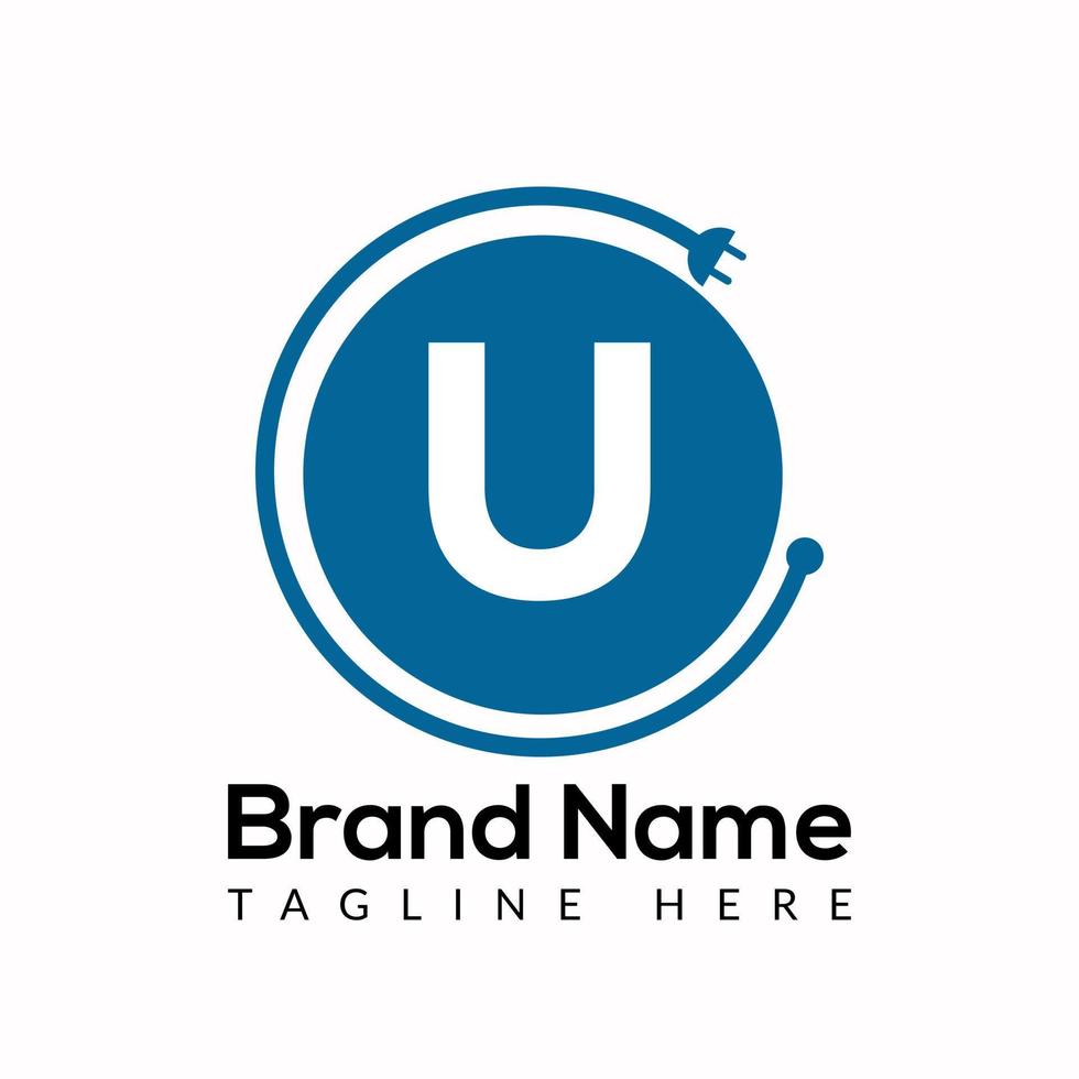 Socket Template On U Letter. Socket Logo Design Concept vector