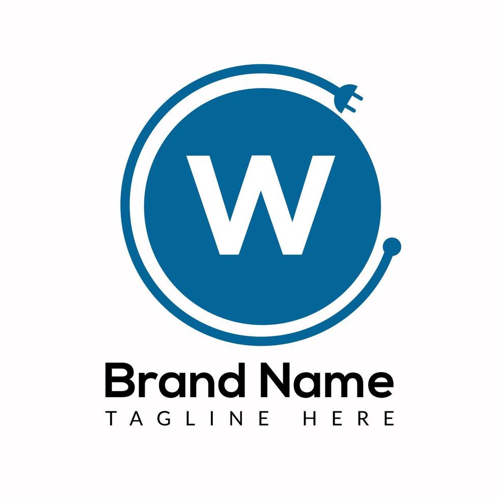 Socket Template On W Letter. Socket Logo Design Concept vector