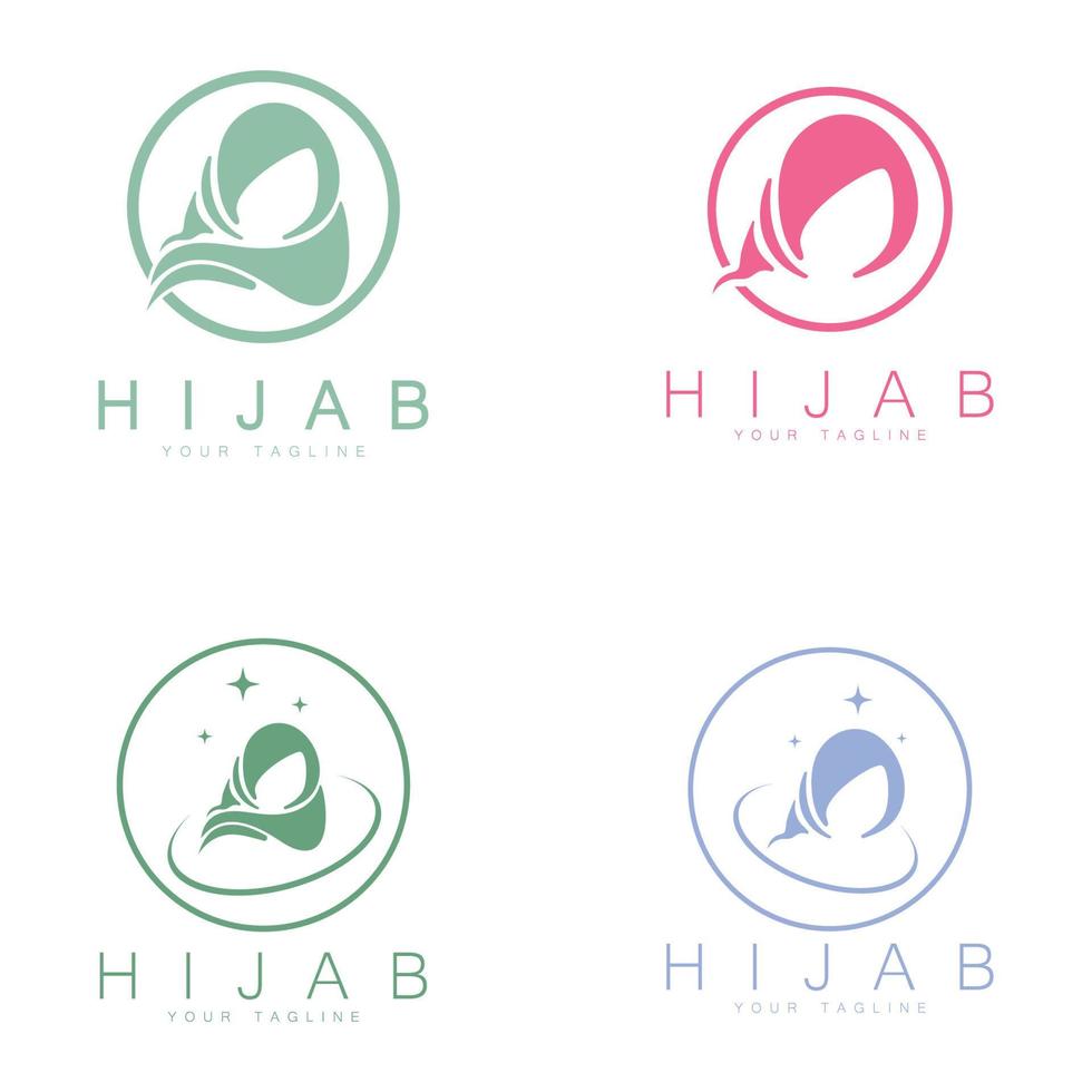 muslimah hijab logo template vector illustration design-vector
