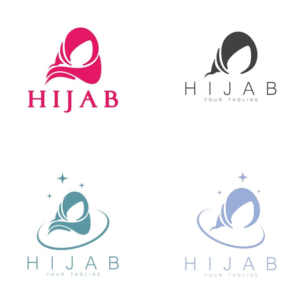 muslimah hijab logo modelo vector ilustración diseño-vector