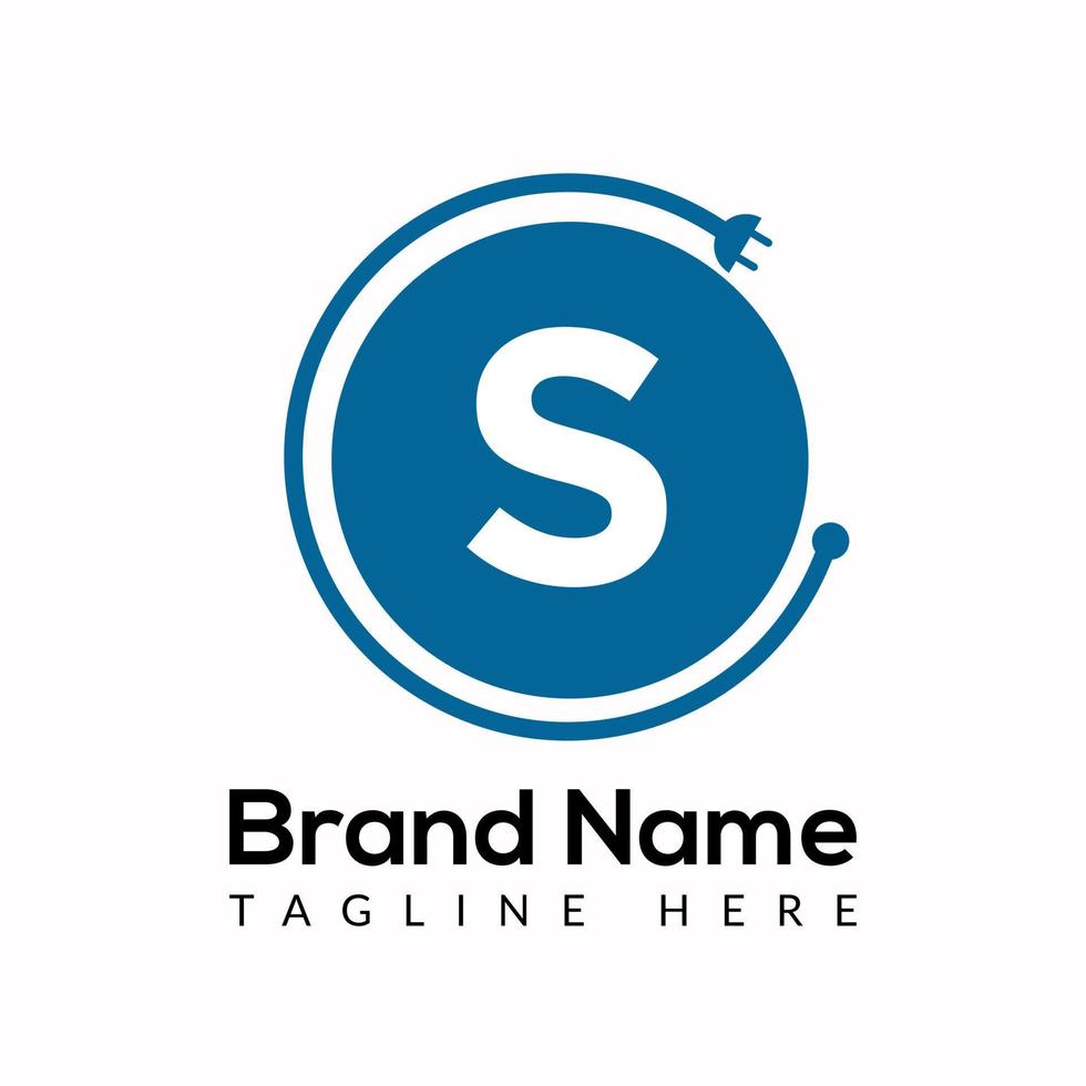 Socket Template On S Letter. Socket Logo Design Concept vector