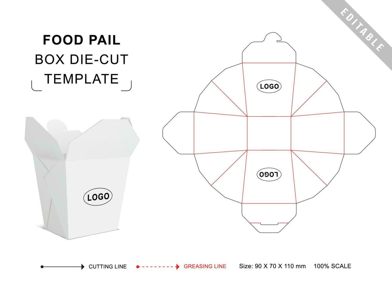 Food packaging box die cut template vector