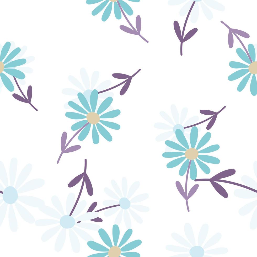 Aster flower seamless pattern. Little chamomile floral ornament wallpaper. vector