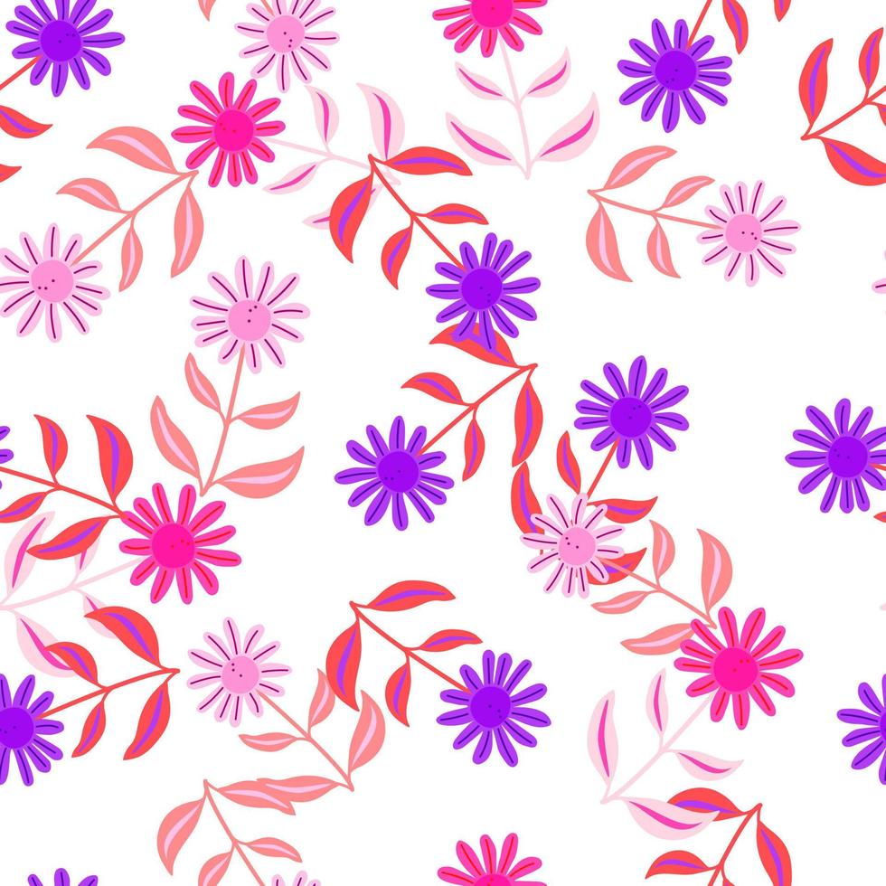 Simple flower seamless pattern. Elegant botanical background. Abstract floral wallpaper. vector