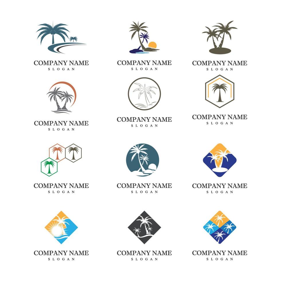 Palm tree summer logo and symbol template vector design