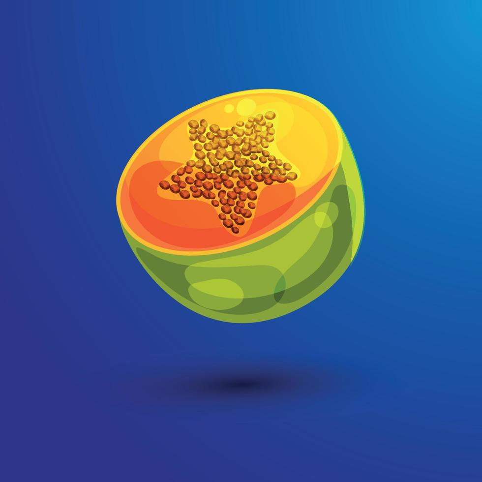 medio de papaya. exótico verano Fruta con semillas vector