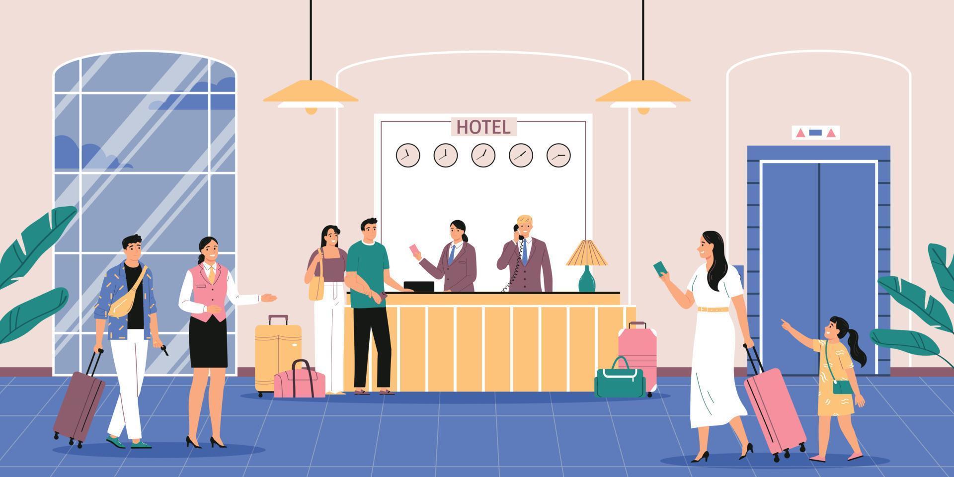 hotel recepción ilustración vector